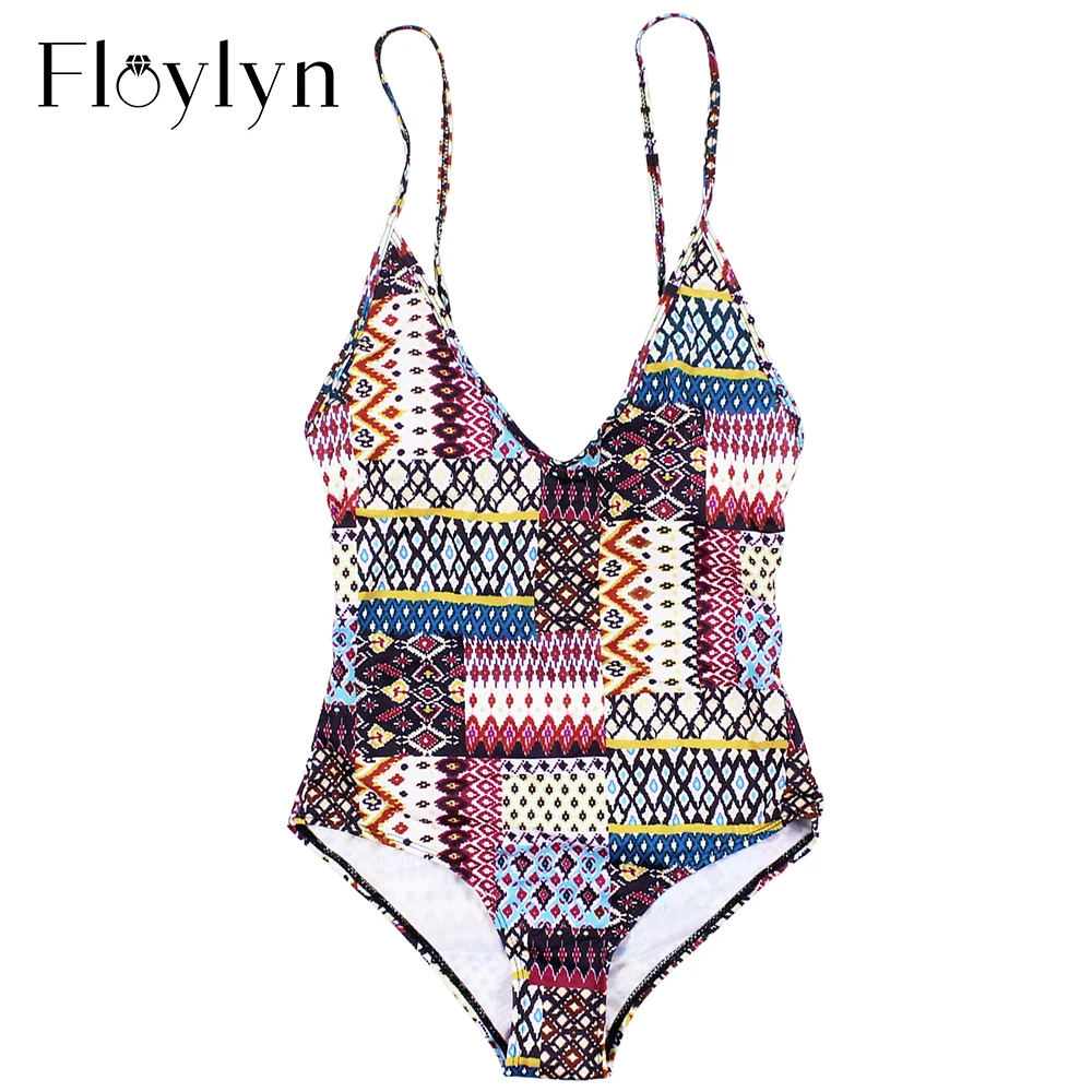 Плюс размеры купальники для малышек для женщин одна деталь купальник Винтаж печати бандажный боди монокини с вырезом пикантные мягкие ванный к