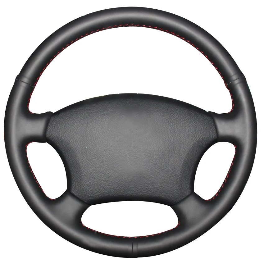 Black Natural Leather Car Steering Wheel Cover for Toyota Land Cruiser