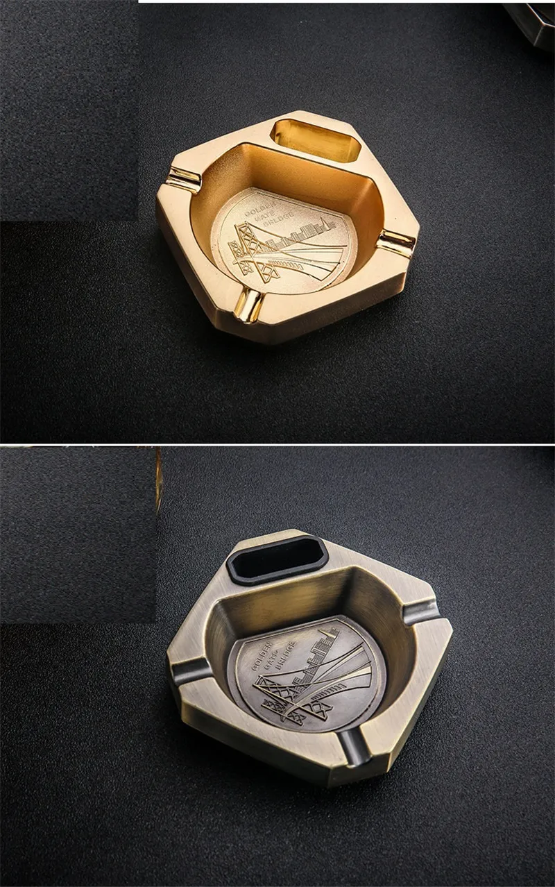 

golden Creative Design portable Metal cigarette Ashtray Luxury vintage cigarette Accessories smoking cigarette Holder ash tray