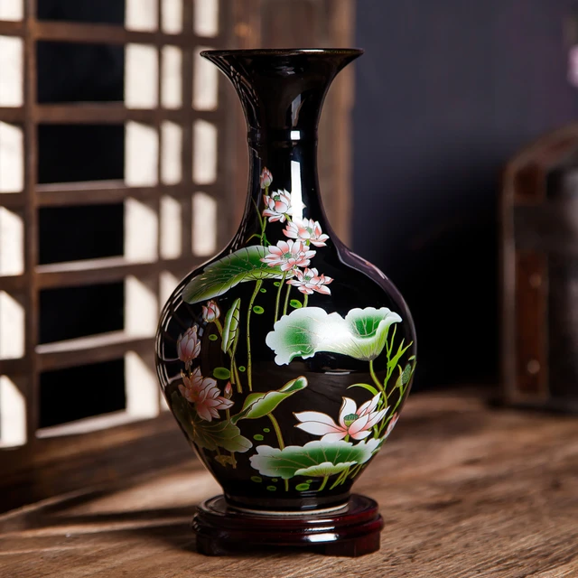 Jarrones de cerámica Jingdezhen, esmaltado de jarrón Caragana, adornos para  sala de estar, arreglo de flores, jarrón de Granada chino antiguo -  AliExpress