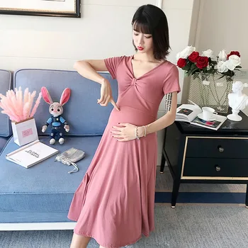 

2019 new Korean version of the loose fashion tide mom knit dress summer slim pregnancy skirt