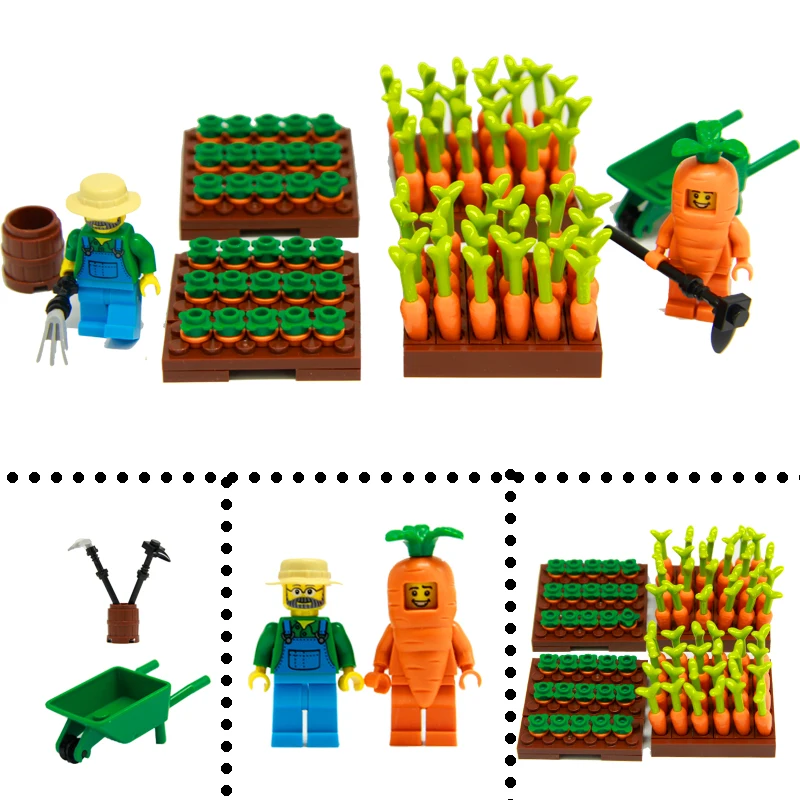 

DIY City Plant Food Carrots Model Building Kit Brick Toys Radish Farmer Figure Parts Accessories Building Blocks Children Toys