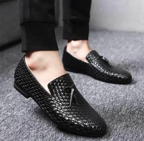 Мужские туфли на плоской подошве Большие размеры 38-48 Slip-On Баллок кисточкой Человек Обувь шнурованная для женщин обувь для вождения Для мужчин повседневные Обувь M391 - Цвет: Черный