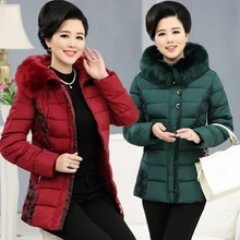 Jackets for Elderly Women Long Down Cotton Jacket Plus Size Middle-aged Women Autumn Winter Warm Coat 2017 Old Lady Windbreaker