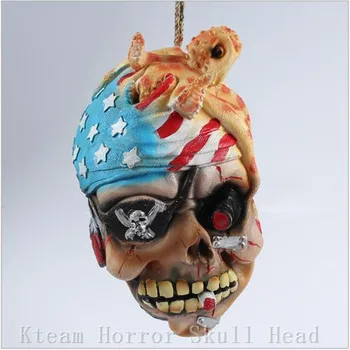 

Hot !!!Home decoration gift Tengkorak manusia Latex Replika Model Skull head Bloody Scary Zombie Head Decorations KTV Bar Props