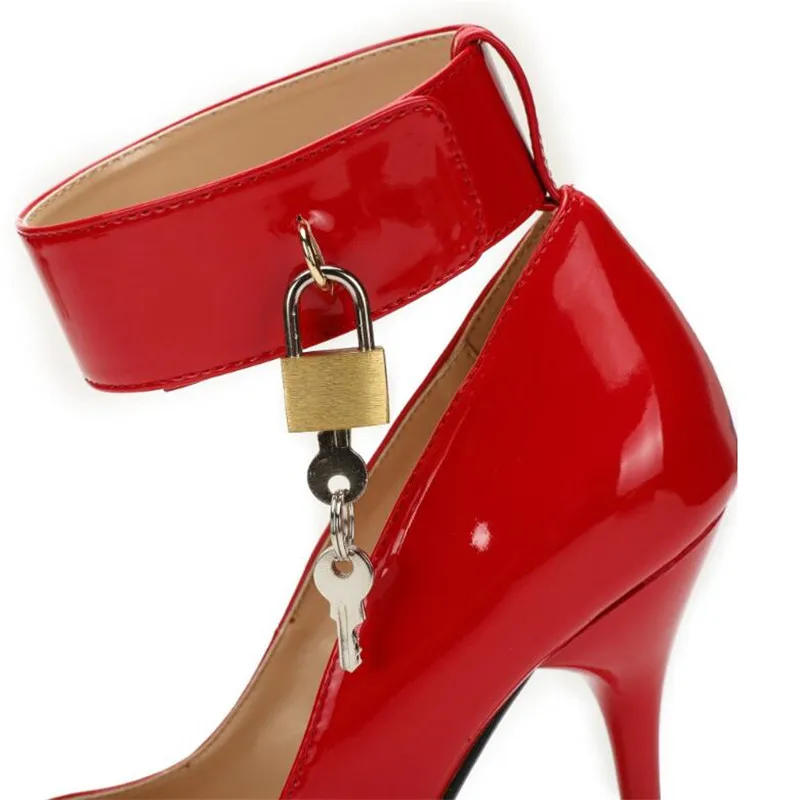 Большие размеры: 40-47, 48, туфли для трансвеститов на шпильке 12 см Женская обувь с металлическим замком, женская обувь, женская обувь с низким верхом, женская обувь для клуба SM туфли-лодочки