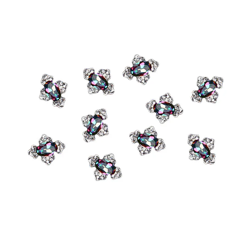 10 шт. кристалл AB горный хрусталь Металлические Гвозди пламя Ретро дизайн капли воды 3D украшения для ногтей Подвески алмаз набор #291152