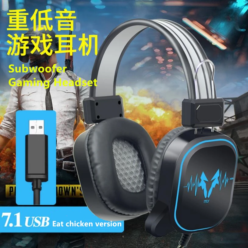 

7.1 channel head-mounted gaming headset Gaming PUBG Headset Computer Notebook Headset Subwoofer Game Music Headphones