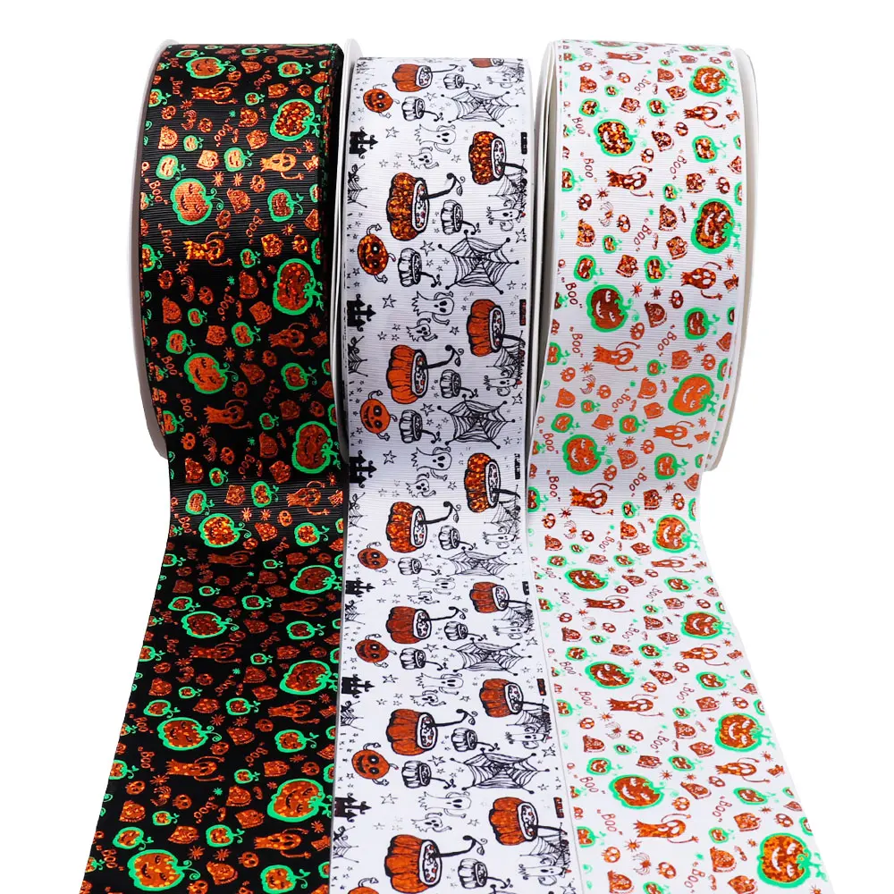 

2Yards 3"(75mm) Grosgrain Ribbon Halloween Pumpkin Ghost Printed DIY Hair Bows Handmade Tape Festival Sewing Craft Accessories