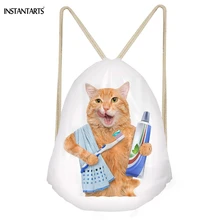 INSTANTARTS забавная Чистка/суши кошка/котенок печати женская и детская мешки с Кулиской повседневное большой хранения рюкзаки Дети Bookbags