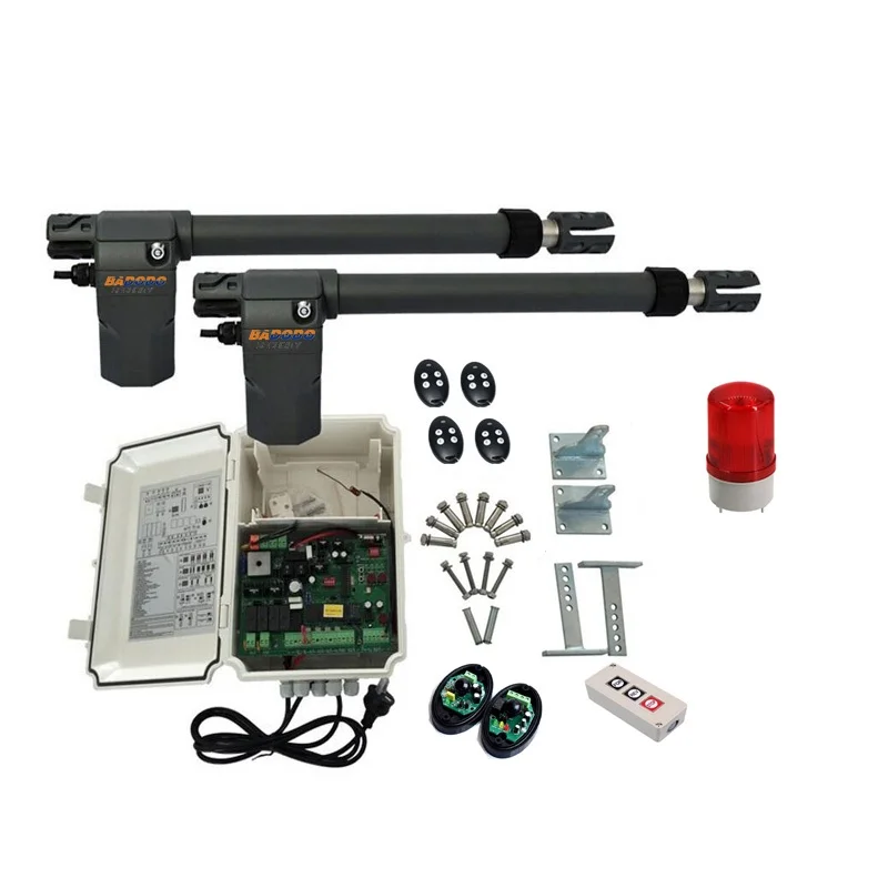 

Automatic swing gate door opener motor with 4 remote controls 1 flashing lamp 1 photocell 1 button 1 wired rfid keypad