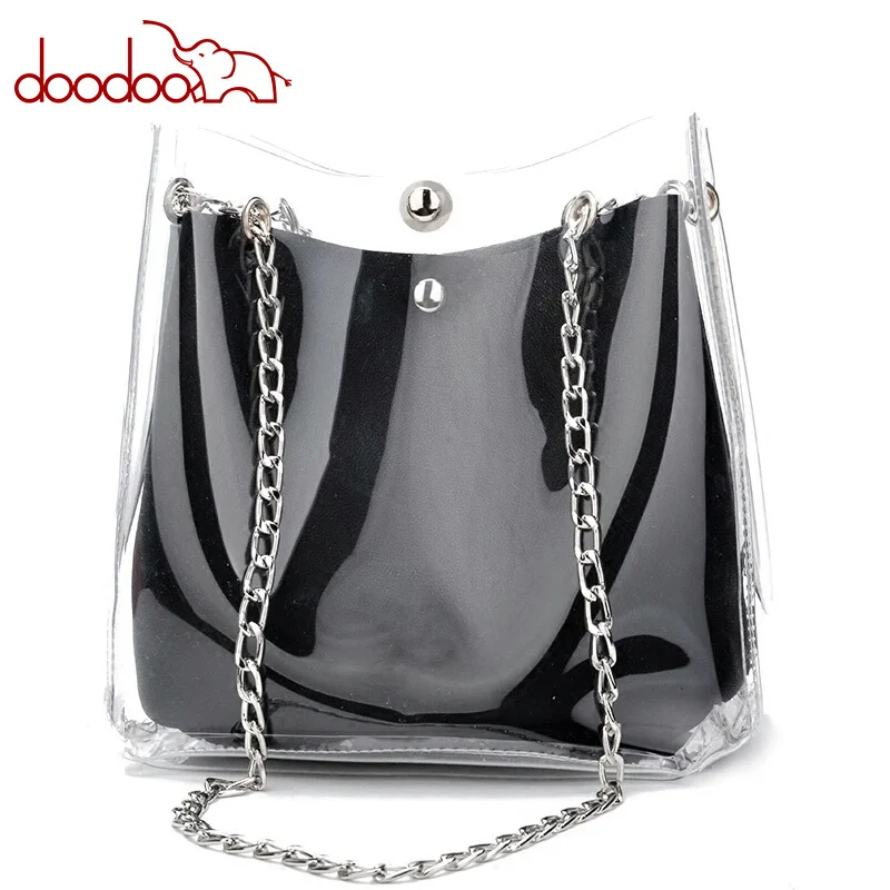 

New summer shoulder bags for woman 2018 fashion Chain Transparent handbag Mother and son clear bag top-handle bags