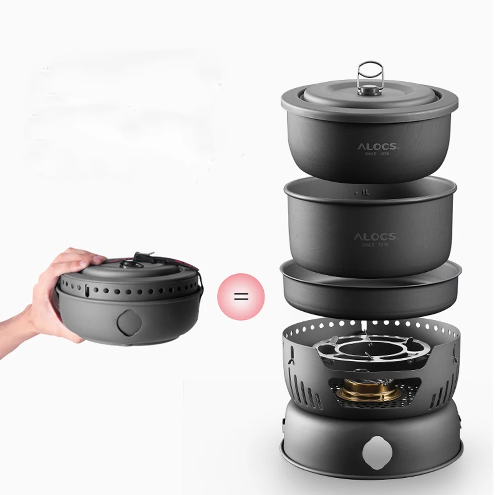 2-4 persona olla Cookware que acampa al aire libre ollas establece CW-C05