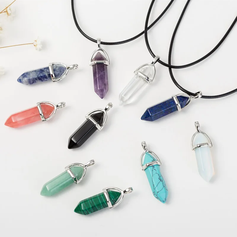 

2017 New Arrival Fashion Women Vintage Crystal Bullet Natural Stone Quartz Necklace Pendant Choker Jewelry