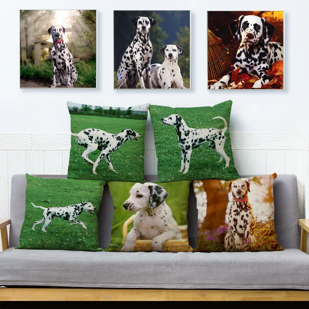 

Pet Dog Europe Dalmatian Cushions Cover for Sofa Home Decor Printed Cute Throw Pillow Case 45*45cm Animal Pillowcase