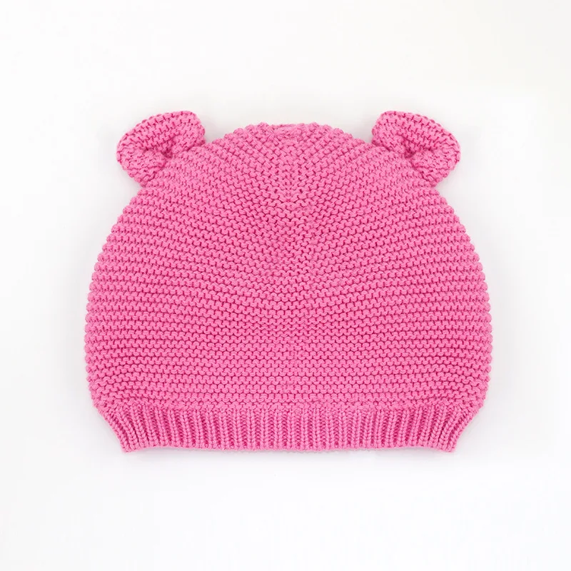 Cotton Cute Baby Beanie Bear Ears Knitted Beanie Hat For Girls Cartoon Infant Toddler Boys Hat Double Layer Crochet Hat Autumn (7)