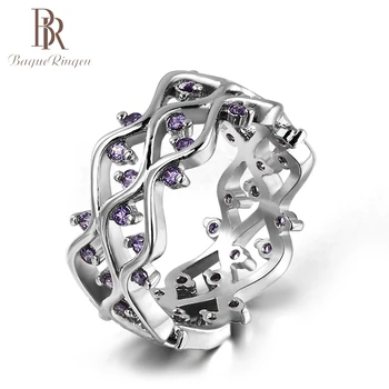 

Bague Ringen Luxury Geometric Amethyst Rings for women 925 Sterling Silver Wedding Engagement Hollow Ring Wholesale Jewelry Gift