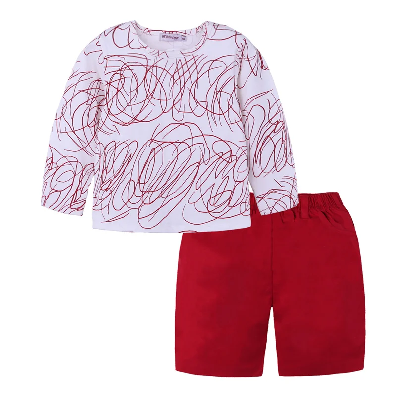 Комплекты одежды для крупных сестер; комплекты для братьев; летняя одежда для всей семьи; одежда для маленьких детей; одежда с длинными рукавами и принтом+ красная короткая юбка - Цвет: red