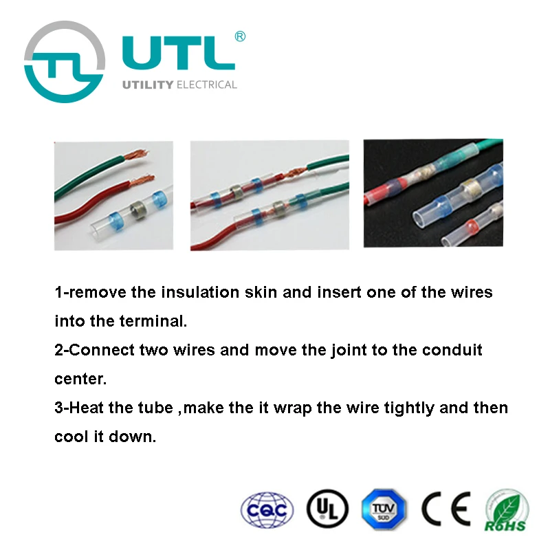 UTL 50 шт припоя печать соединителей, термоусадочный стыковой разъемы, Водонепроницаемый морской автомобильный электрические изолированных клемм