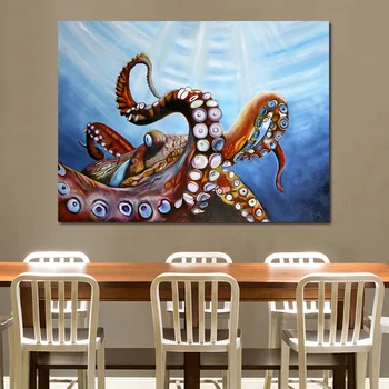 

JQHYART The Giant Octopus Canvas Art Oil Painting Moder Home Decor Picture Wall Pictures For Living Room No Frame