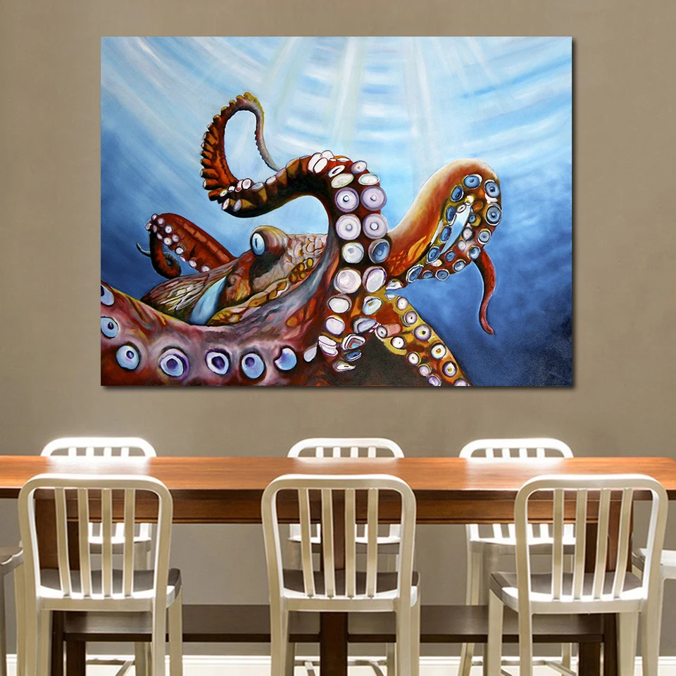 Jqhyart El Pulpo Gigante Lienzo Pintura Al Oleo Moder Decoracion