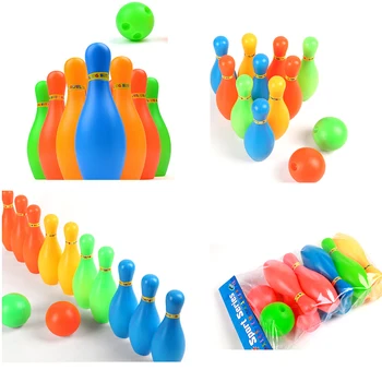 

1Set Sports Kids Plastic Bowling Set 11cm Height Mini Interaction Leisure Educational Toys With Ball And Pins For Kids Funny Toy