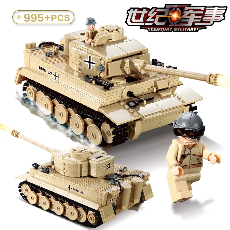 

995Pcs German King Tiger Tank Model Building Blocks Sets Military WW2 Army Soldiers DIY LegoINGLs Bricks Toys for Children
