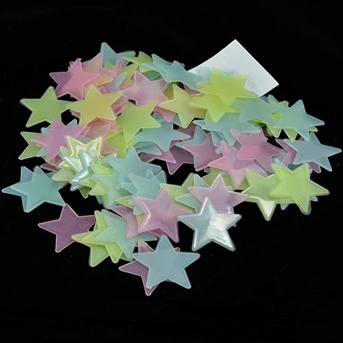 50 шт. 3D звезды светится в темноте светящиеся настенные наклейки флуоресцентные ПВХ настенные художественные наклейки для детей спальня потолочное украшение для дома - Цвет: Colors in Random