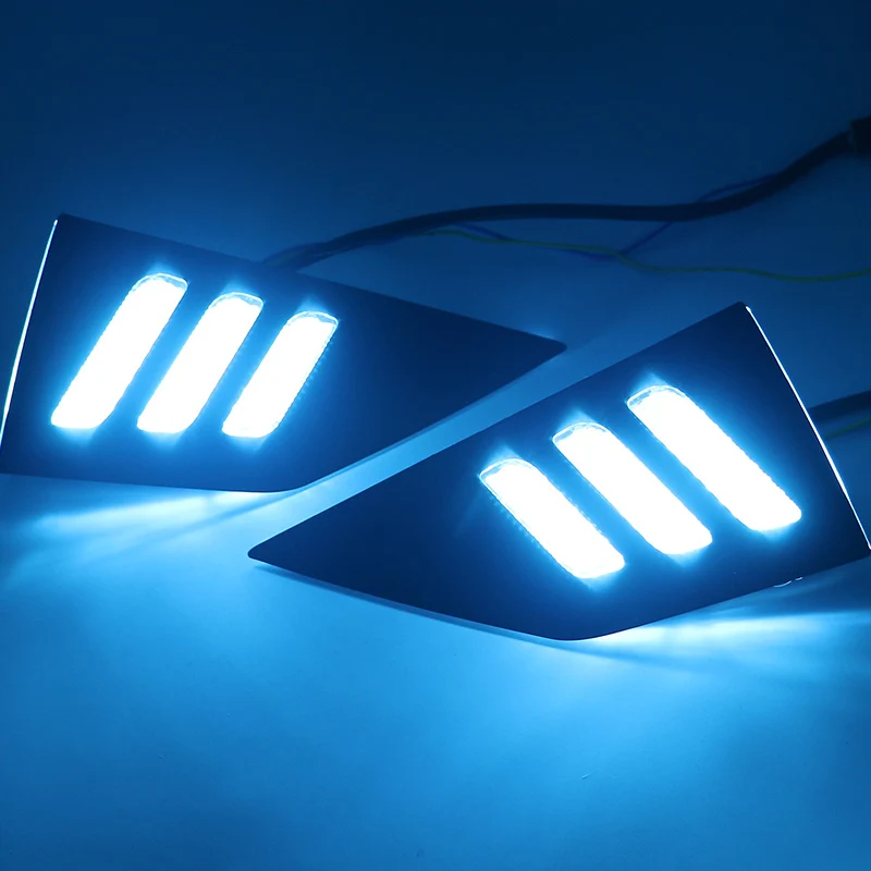 

eOsuns led drl daytime running light for geely null with Dynamic moving yellow turn signal and blue night running light