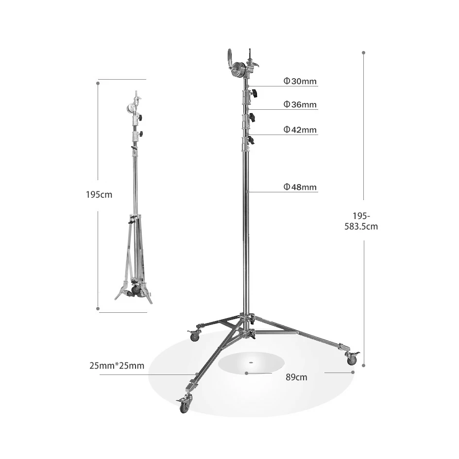 ALUMOTECH 19 Feet height Load 264 lbs Heavy Tripod stand with wheel For camera studio
