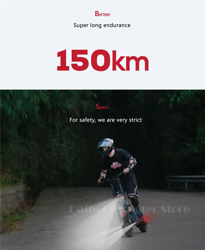 Daibot Electric Scooter 2400w 2 Wheels Electric Scooters Dual Drive 11 inch 60V Foldable Electric Offroad Skateboard For Adults  (13)
