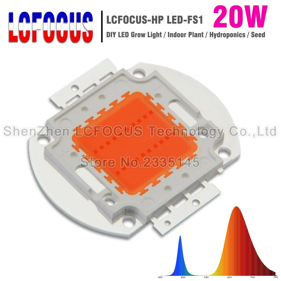 

High Power LED Chip 20W Full Spectrum 400-840nm COB SMD Diode 20 60 100 200 W Watt Grow LED For Plant Flowers Vegetables Growth