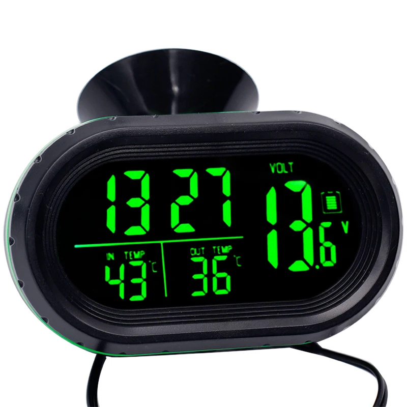 12 V-24 V Цифровой Автомобильный термометр Напряжение метр монитор светящиеся часы Авто показывает дату и время двойной Температура заморозить оповещение 40% off