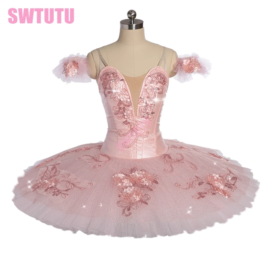 Newest Adult Peach  YAGP competiton professional ballet tutu girls flower fairy pancake doll performance ballet costume BT9172