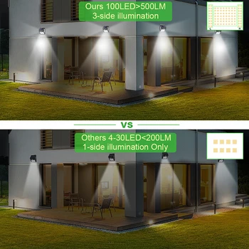 Outdoor lighting 100 led solar wall light waterproof outdoor lamp led with pir motion sensor exterior light