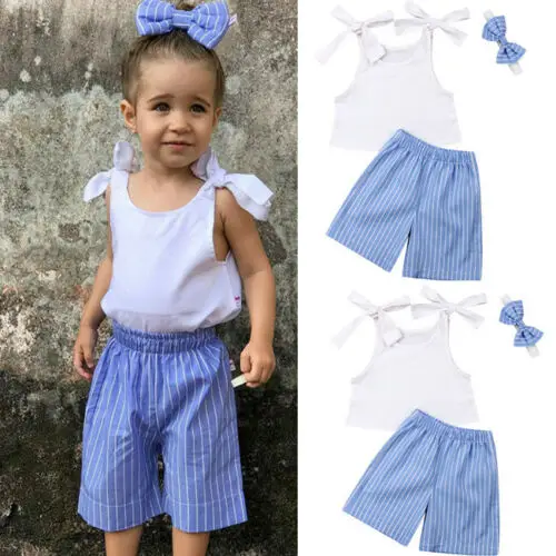 

Cute Toddler Kids Baby Girls Vest Tops T-shirt+Stripe Leggings Flared Outfits