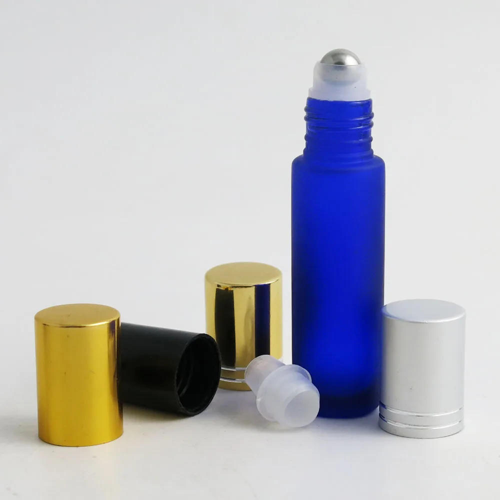 24 x 10ml Hot Sale Portable Perfume Roller Bottles Essential Oil Empty Blue Bottles Roll On 3