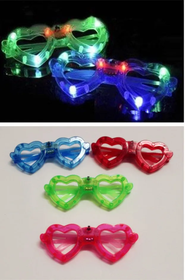 

10pcs/lot Wedding Birthday Festival Party Heart Shaped LED Glowing Multi-colored Glasses Party Decors Take-home Gifts Favors