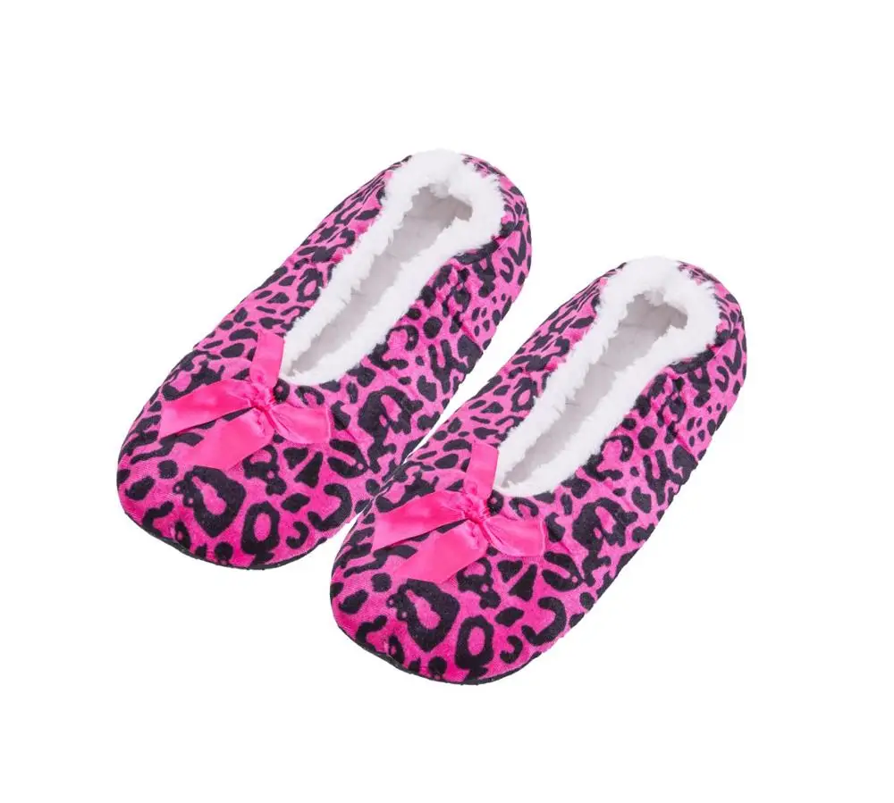 FRALOSHA; женская леопардовая домашняя обувь; Домашние Нескользящие тапочки; мягкие домашние теплые плюшевые Тапочки - Цвет: pink