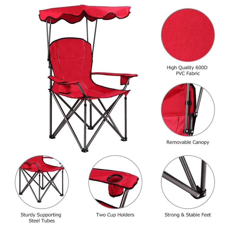 Portable Folding Beach Canopy Chair with Cup Holders Camping Chairs Outdoor Furniture OP3640RE Portable Folding Beach Canopy Chair with Cup Holders Camping Chairs Outdoor Furniture OP3640RE