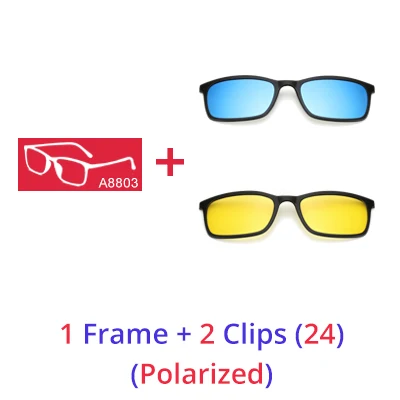 Ralferty Polarized Sunglasses Men Women 5 In 1 Magnetic Clip On Glasses TR90 Optical Prescription Eyeglass Frames Magnet Clips 1 Frame 2 Clips 24