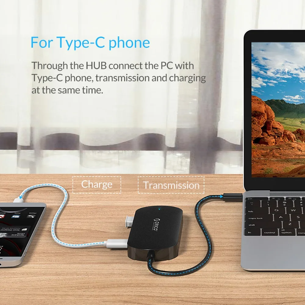 Адаптер ORICO type C на USB3.0/type C/VGA сверхскоростной концентратор для нового MacBook|USB-хабы|
