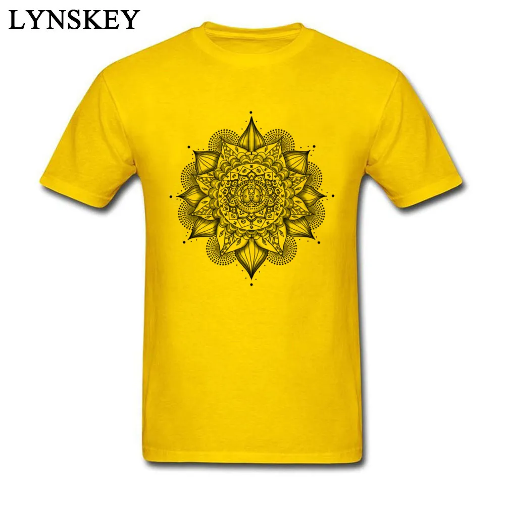 Gift T-Shirt for Male Short Sleeve Faddish Crewneck All Cotton Autumn Tops Shirt Printed On Tee Shirts Top Quality Free Shipping 7-2-mandala-tattoos-picture yellow