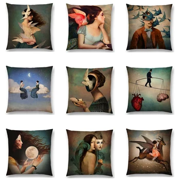 

Pillow Cover Elegant Lady Lovely Girl Shakespeare Plays Fantasy Painting Heart Free Wish Sea Cushion Cover Sofa Throw PillowCase