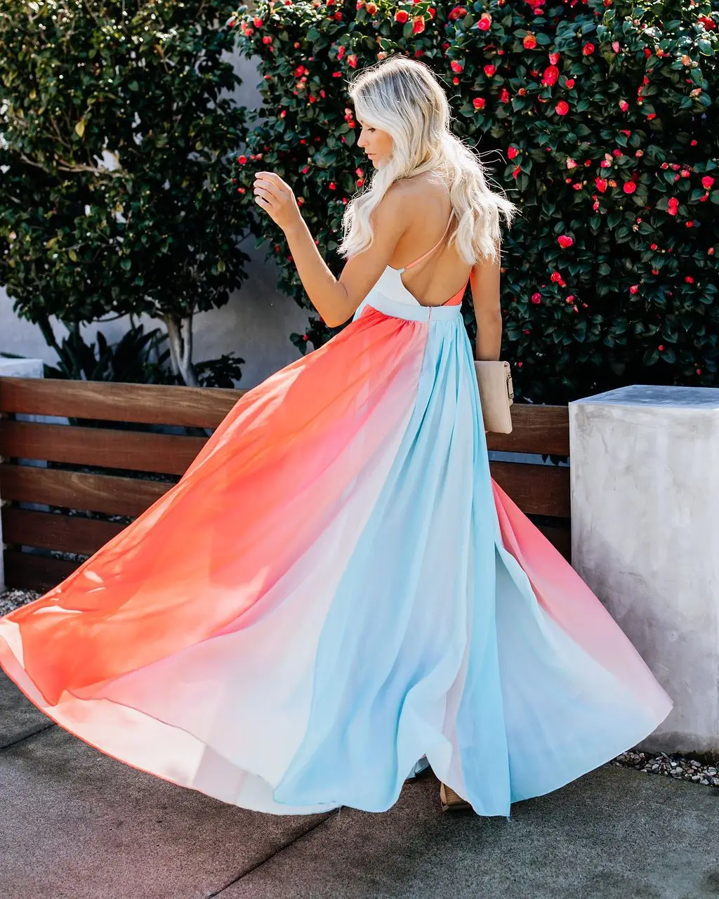 

Casual Dress Women Rainbow Stripe Long Party Holdiay Beach Sunress Vestidos Female Summer Sexy Backless Beach Maxi Dress