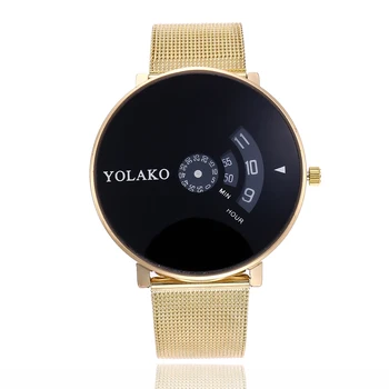 

Brand Gold Silver Mesh Belt Men's watch Creative Concept Brief Simple Special Digital Discs Hands Quartz Watches Montre Femme