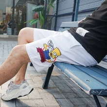 JSBD с героями мультфильмов Симпсон вышивка повседневные Прямые брюки пять минут шорты мужские