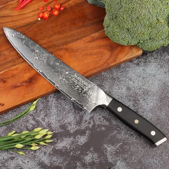 

SUNNECKO 8" Chef Knife Damascus VG10 Steel Japanese Kitchen Knives G10 Sanding Handle Professional Sharp Meat Chef Cooking Tools