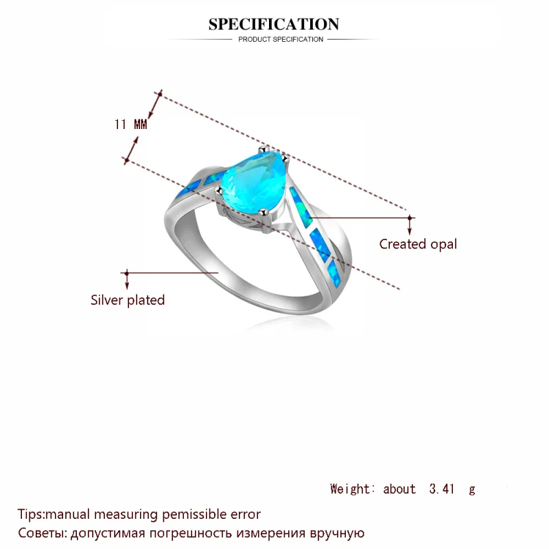 Дизайнер! Синий огненный опал и голубой Цирконий Серебряное штампованное свадебное кольцо Размер США#5,5#7#7,5 модные украшения с опалами OR205