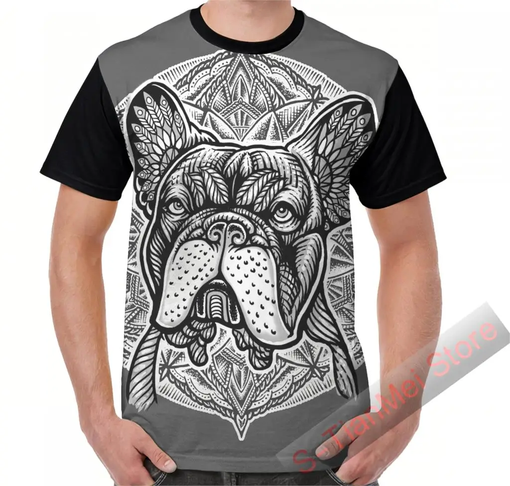 

Summer Graphic t shirt men tops tees Frenchie Bulldog Mandala printed women funny T-Shirt Short Sleeve Casual tshirts